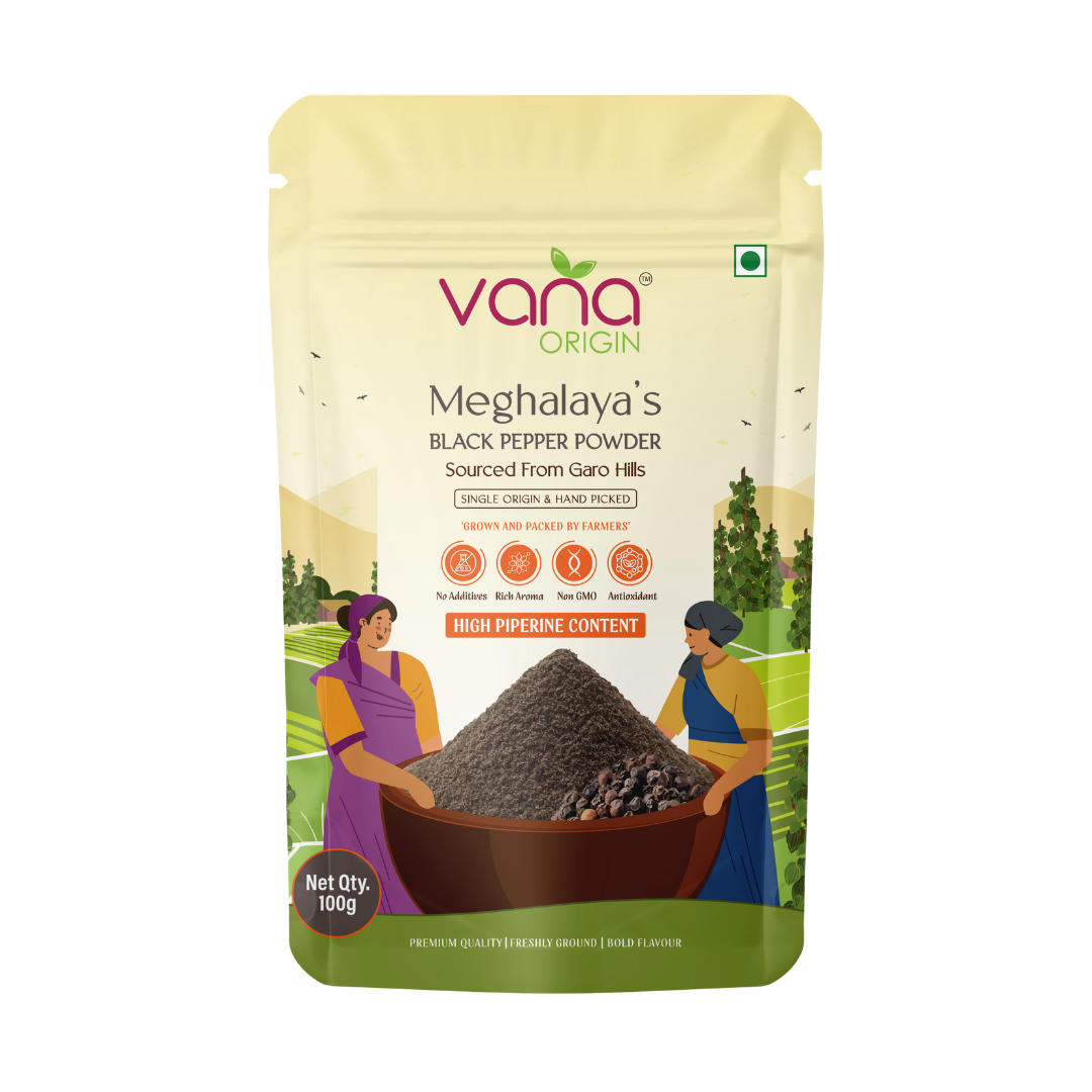Vana Origin Meghalaya's Black Pepper Powder 100gm