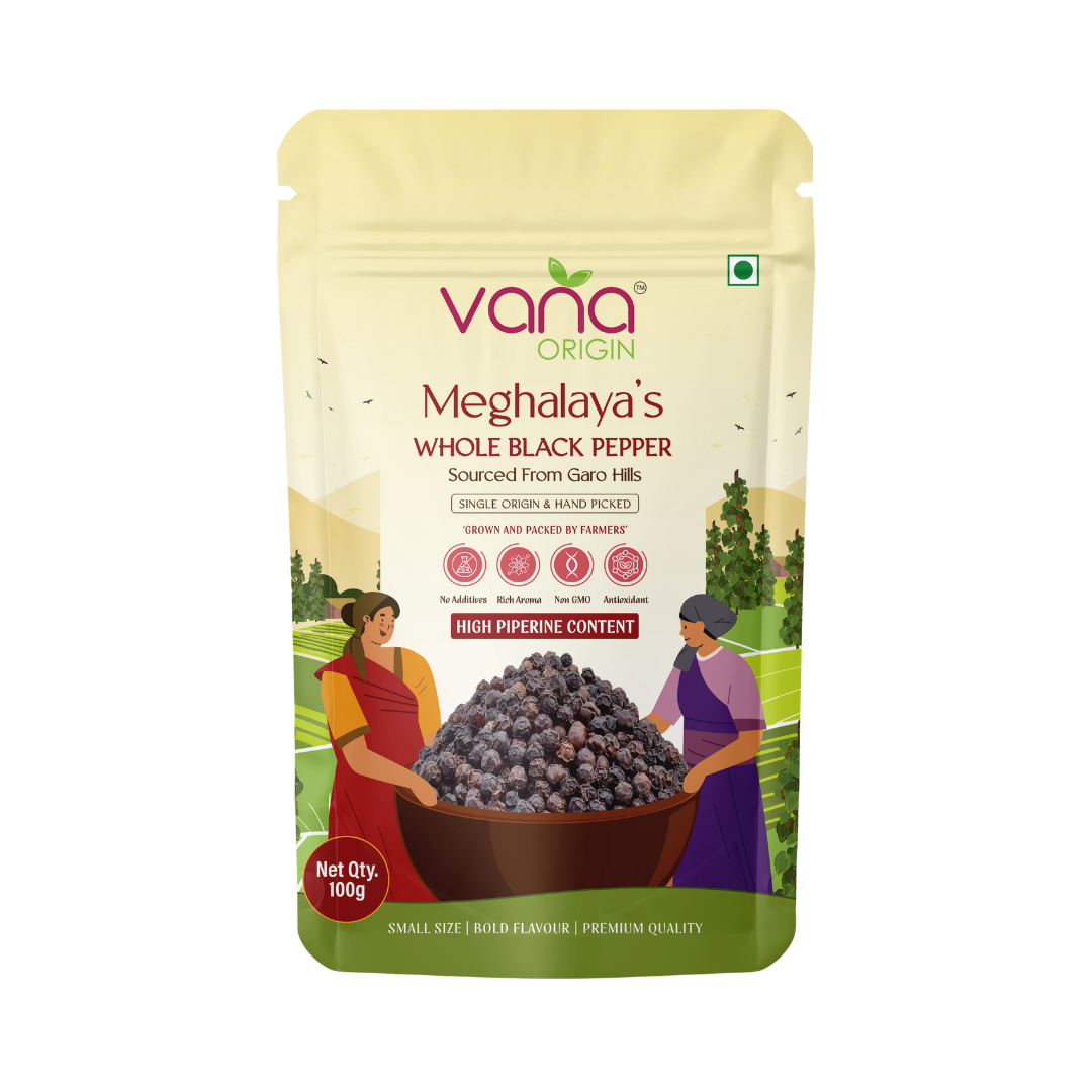 Vana Origin Meghalaya's Whole Black Pepper  100gm
