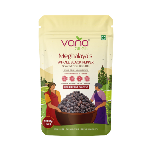 Vana Origin Meghalaya's Whole Black Pepper  100gm
