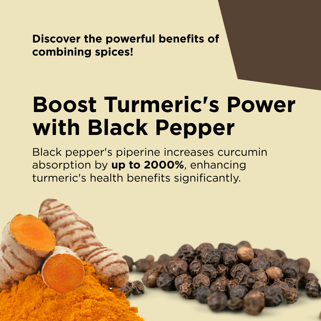 black pepper absorption increase 200% with turmeric powder